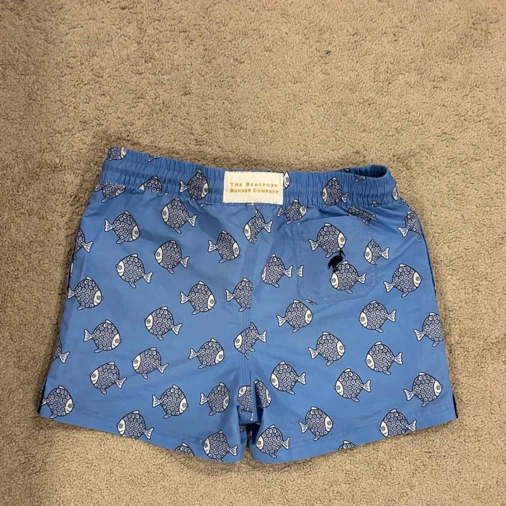 The Beaufort Bonnet Company Blue Fish Pattern Swim Trunks - Picture 4 of 4